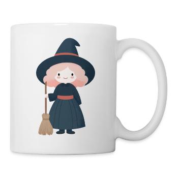 Halloween-Hexe, im Kinderstil - Tasse - Weiß - Rechts