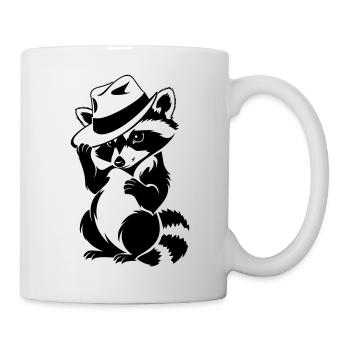 Cute raccoon with hat - Mug - white - Right