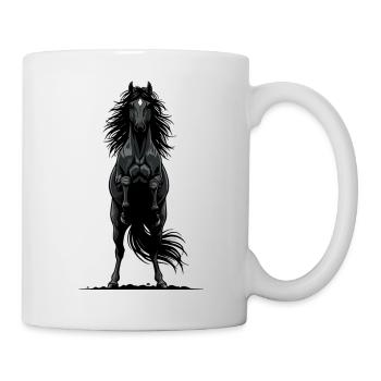Cheval Noir de Face Cabré Puissance Équestre - Mug blanc - blanc - Droite