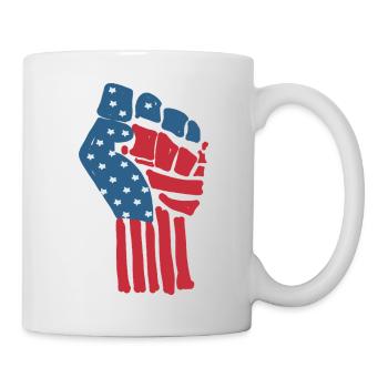 Flag USA on a raised clenched fist - Mug - white - Right