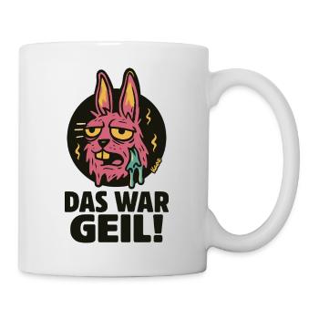 Pinker Hase Graffiti: Das War Geil - Tasse - Weiß - Rechts