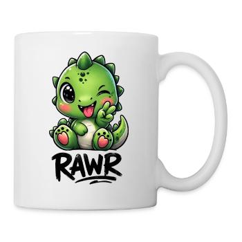 Cute T-Rex Dinosaur Cartoon Cool Roar Peace - Mug - white - Right