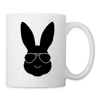 Rabbit Sunglasses Cool Outline - Mug - white - Right