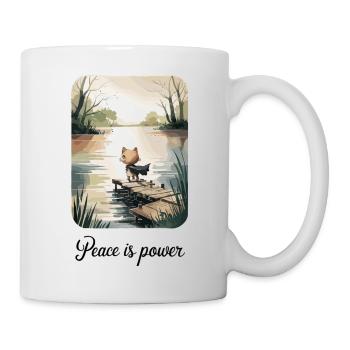 Peace Is Power Cat Hero Calm Mindfulness Nature - Mug - white - Right