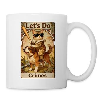 Funny Cat and Dog Vintage Art Nouveau - Mug - white - Right