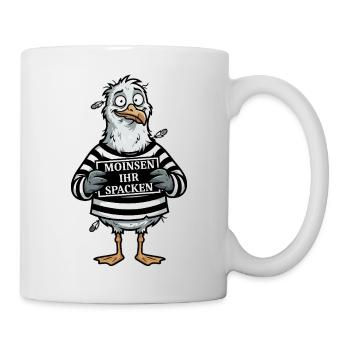 Freche Möwe Spruch Norddeutscher Humor - Tasse - Weiß - Rechts