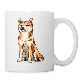 Shiba Inu Cartoon Hund Illustration - Tasse - Weiß - Rechts