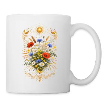 Mystischer Wildblumenstrauß Sonne Mond Floral  - Tasse - Weiß - Rechts