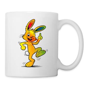Bunter Hase Cartoon Lustiges Oster Design  - Tasse - Weiß - Rechts