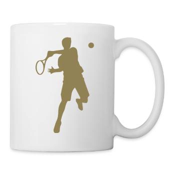 Tennis Player Backhand Silhouette Minimalist - Mug - white - Right