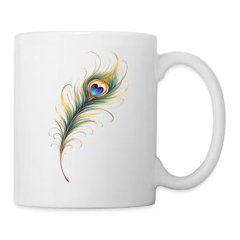 Pfauenfeder Herz Boho Yoga Geschenk   - Tasse - Weiß - Rechts