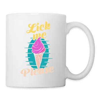 Lick Me Please Eis Cream Funny Retro Art - Mug - white - Right