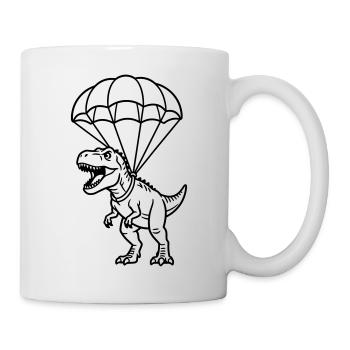 T Rex avec parachute - Mug blanc - blanc - Droite