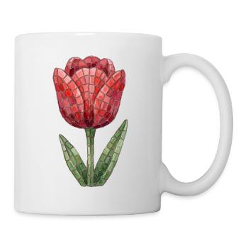 Tulip Mosaic - Floral Spring Gift - Mug - white - Right