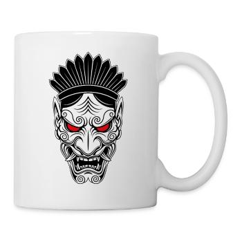 Hannya Samurai Maske Japanisches Totem Rote Augen - Tasse - Weiß - Rechts