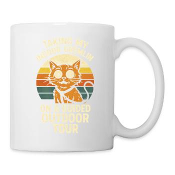 Indoor Gremlin Outdoor | Cat on leash - Mug - white - Right