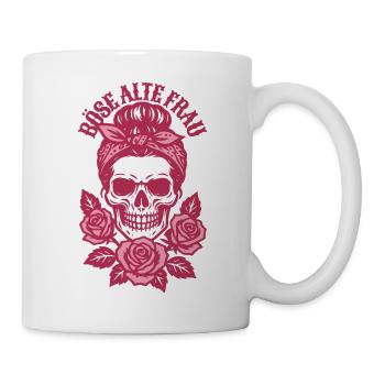 Evil Old Woman - Skull - Roses - Saying - Mug - white - Right