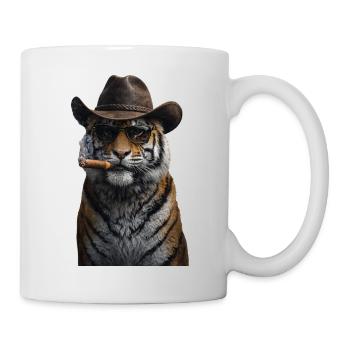 Cowboy-Tiger mit Zigarre - Tasse - Weiß - Rechts