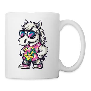 Pferd Comic Urlaub - Tasse - Weiß - Rechts