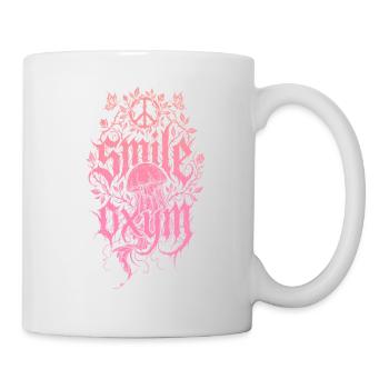 Pink jellyfish in the coral forest - Mug - white - Right