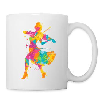 Geige bunt Violinist Kinder Damen Mädchen Violine - Tasse - Weiß - Rechts