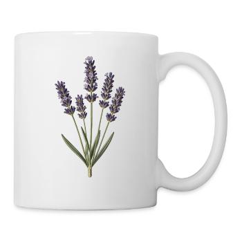Lavendel-Botanische Gravur - Tasse - Weiß - Rechts