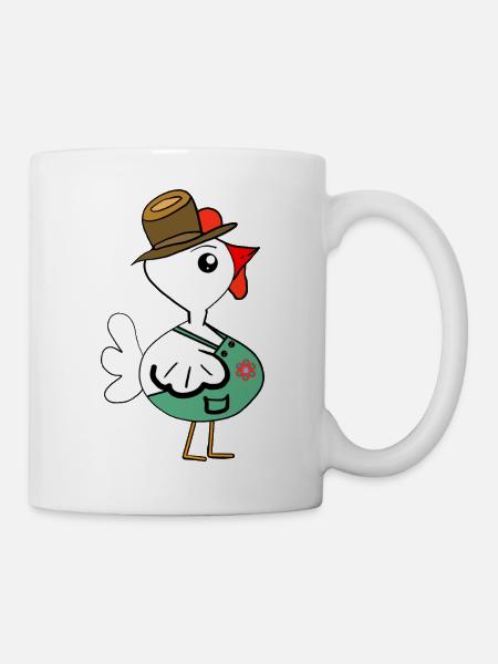 Chicken Chicken Straw Hat Hat Child - Mug - white