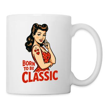 Born to Be Classic – Pin-Up Woman in Retro Style - Mug - white - Right