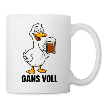 Biertrinkende Ente Cartoon - Tasse - Weiß - Rechts