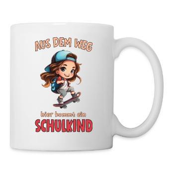 Schulkind Skateboard Cartoon Mädchen - Tasse - Weiß - Rechts