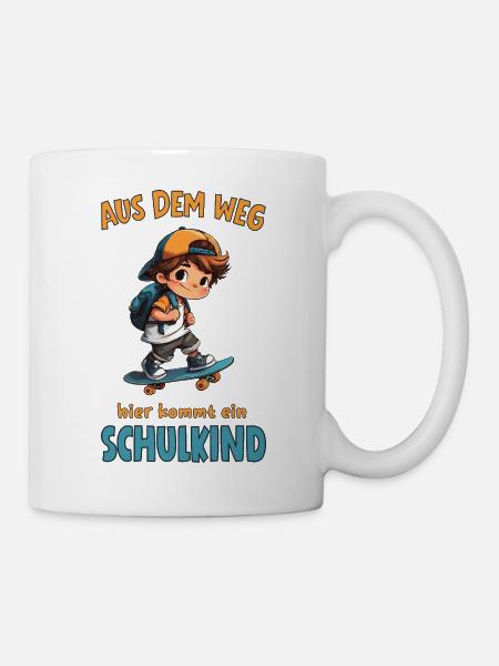 Aus dem Weg Schulkind Skateboard Junge - Tasse - Weiß