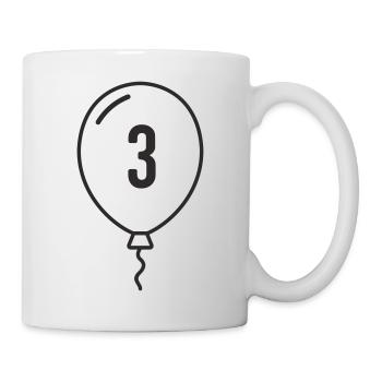 Balloon Number 3 – Birthday & Party Design - Mug - white - Right