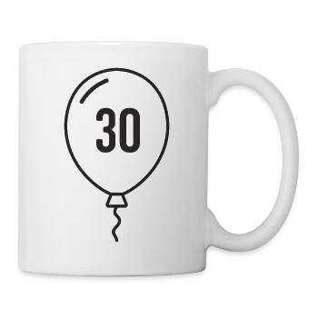 Luftballon Zahl 30 – Runder Geburtstag Design - Tasse - Weiß - Rechts