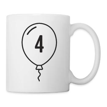 Balloon Number 4 – Birthday & Party Design - Mug - white - Right