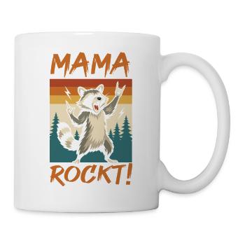 Waschbär Mutter Coole Rocker Mama - Tasse - Weiß - Rechts