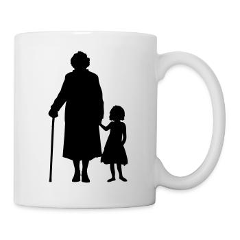 Grandparents Grandchild Silhouette Walking Family - Mug - white - Right