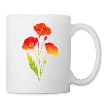 Geometrische Mohnblumen im Polygon Stil - Tasse - Weiß - Rechts
