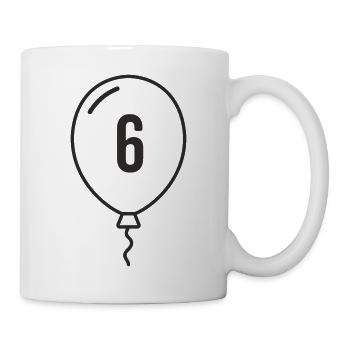Luftballon Zahl 6 – Geburtstag Jubiläum - Tasse - Weiß - Rechts