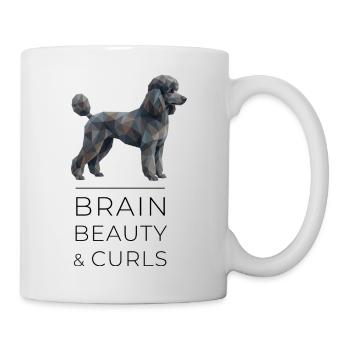 Poodle Low-Poly Art - Brain, beauty & curls - Tasse - Weiß - Rechts