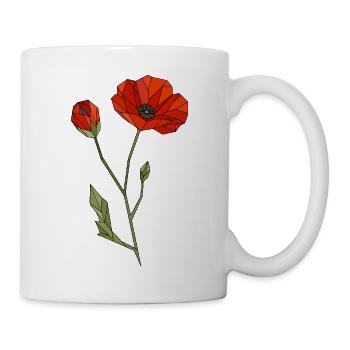 Geometric Poppy Polygon Floral Motif - Mug - white - Right