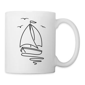 Sailboat with two sails and a flag on top. - Mug - white - Right