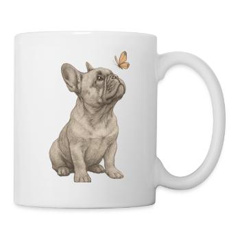 Bouledogue français vintage avec papillon - Mug blanc - blanc - Droite
