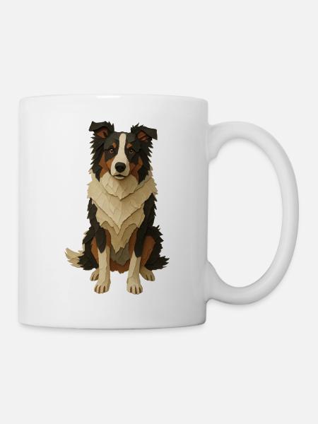 Layered Paper Collie - Mug - white