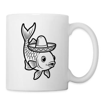 fish sombrero - Mug - white - Right