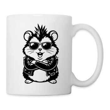 Hamster punk avec des lunettes de soleil - Mug blanc - blanc - Droite