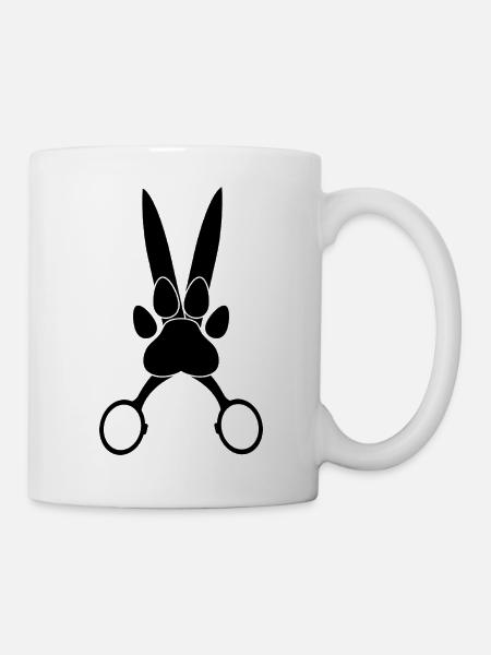 Hundepfote auf der Schere - Tasse - Weiß