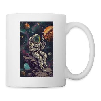 Astronaut auf einem Asteroiden im All - Tasse - Weiß - Rechts