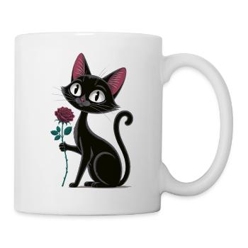 Chat à la chemise rose - Mug blanc - blanc - Droite