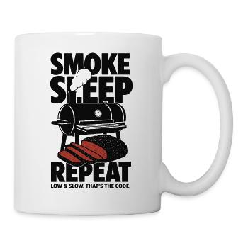 Smoke Sleep Repeat BBQ Design - Tasse - Weiß - Rechts