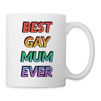 Beste schwule Mutter aller Zeiten mutiger Regenbogentext LGBT Pride - Tasse - Weiß - Rechts